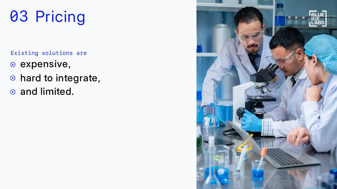 Problem 3 – pricing: existing solutions are expensive, hard to integrate and limited