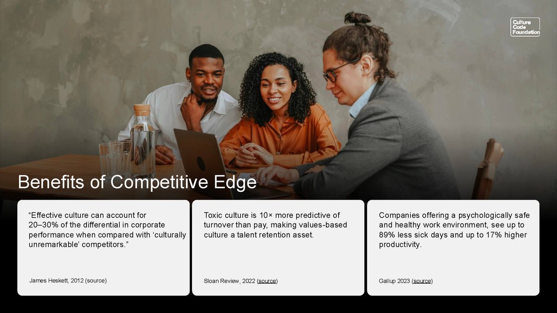 Evidence on the benefits of an effective corporate culture