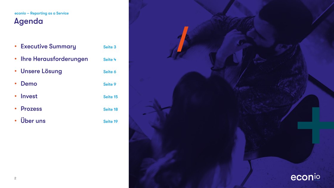 Agenda with seven chapters and page references