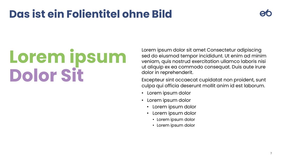 “Slide title without image” layout with two text columns