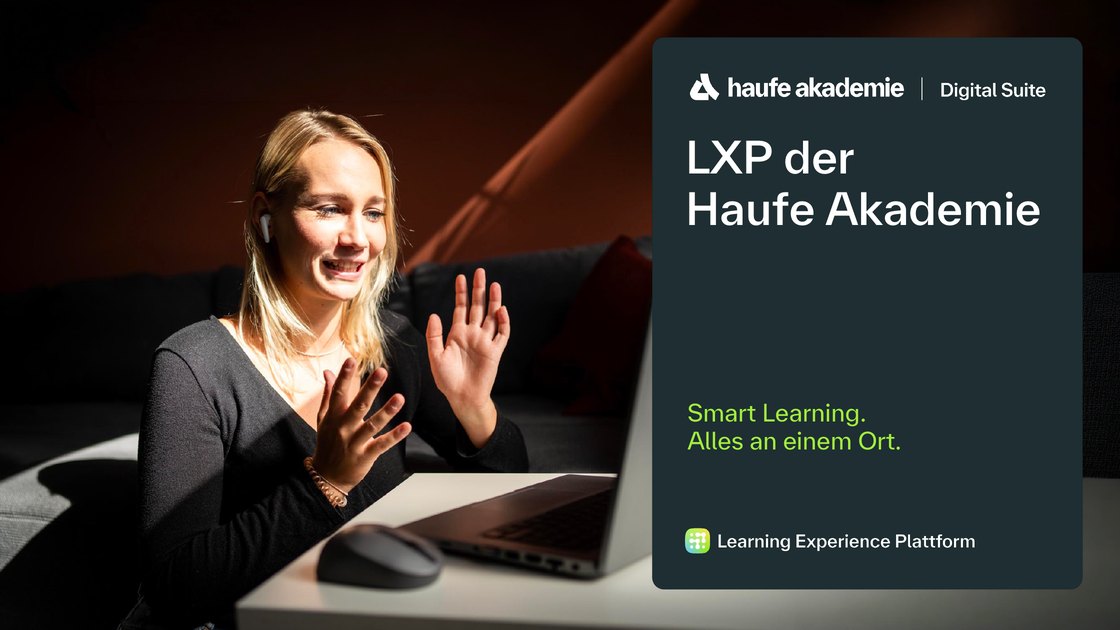 Titelfolie: LXP der Haufe Akademie – Smart Learning, alles an einem Ort