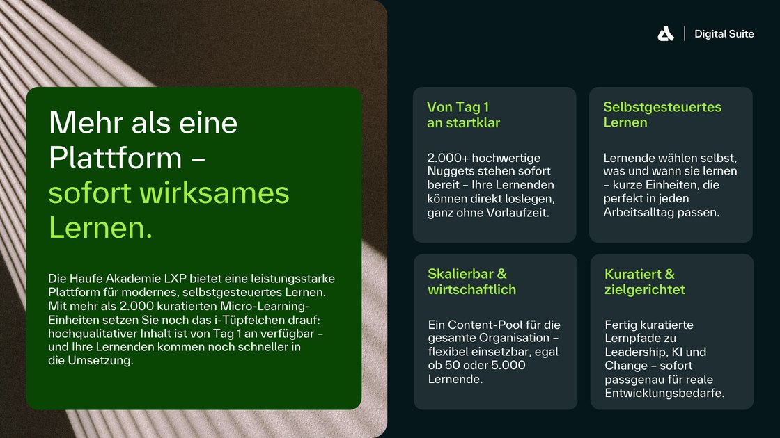 Mehr als eine Plattform: über 2.000 Micro-Learning-Einheiten ab Tag 1