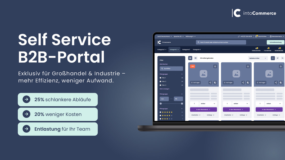 The self service B2B portal with key figures on processes and cost