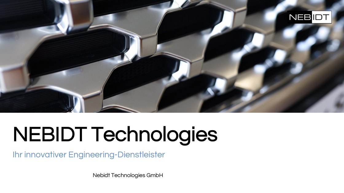 Title slide: NEBIDT Technologies – your innovative engineering service provider