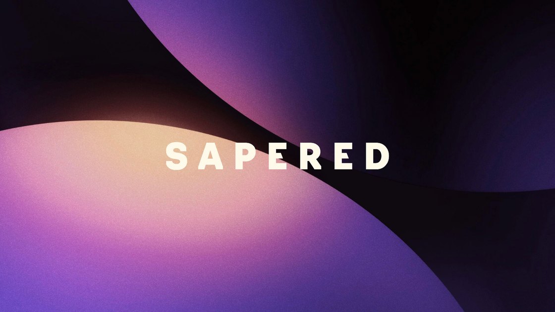 Title slide of the SAPERED master with wordmark on a gradient
