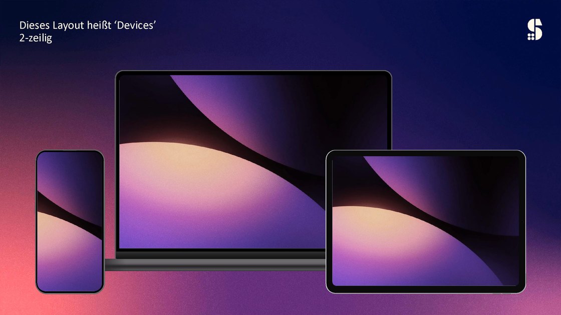 “Devices” layout showing phone, laptop and tablet