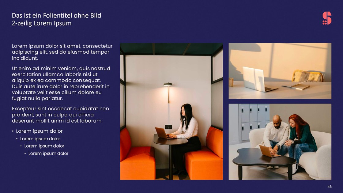 Text layout on a dark background with three images