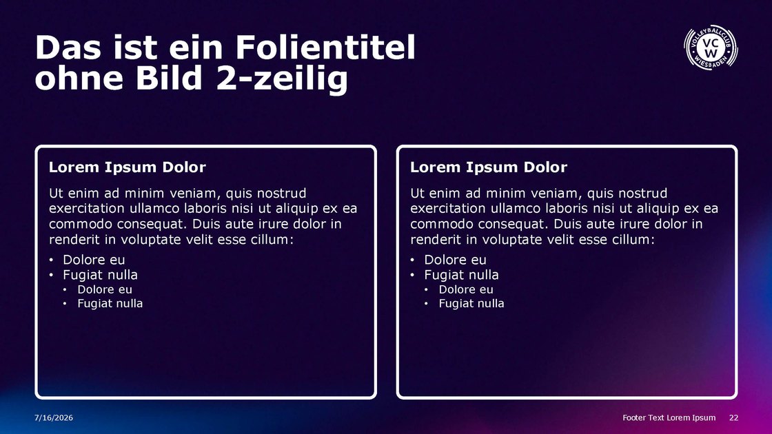 Layout with two framed content cards