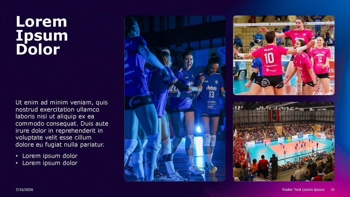 Layout with a text column and a grid of three images