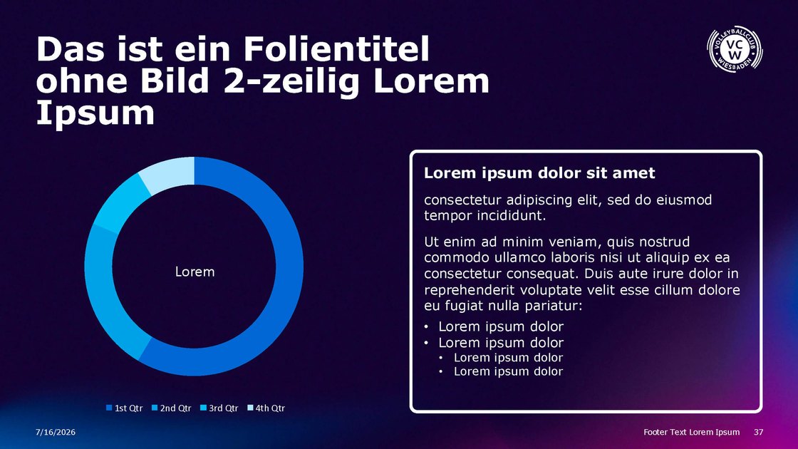 Layout with a doughnut chart and an accompanying text block