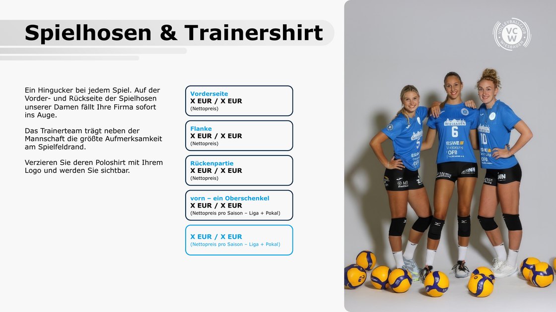 Shorts and training shirt as advertising space, prices masked
