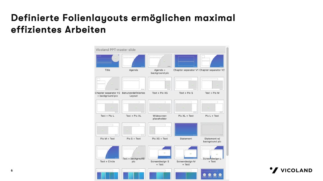 Overview of every slide layout defined in the master