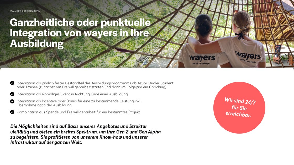 Ganzheitliche oder punktuelle Integration von wayers in die Ausbildung
