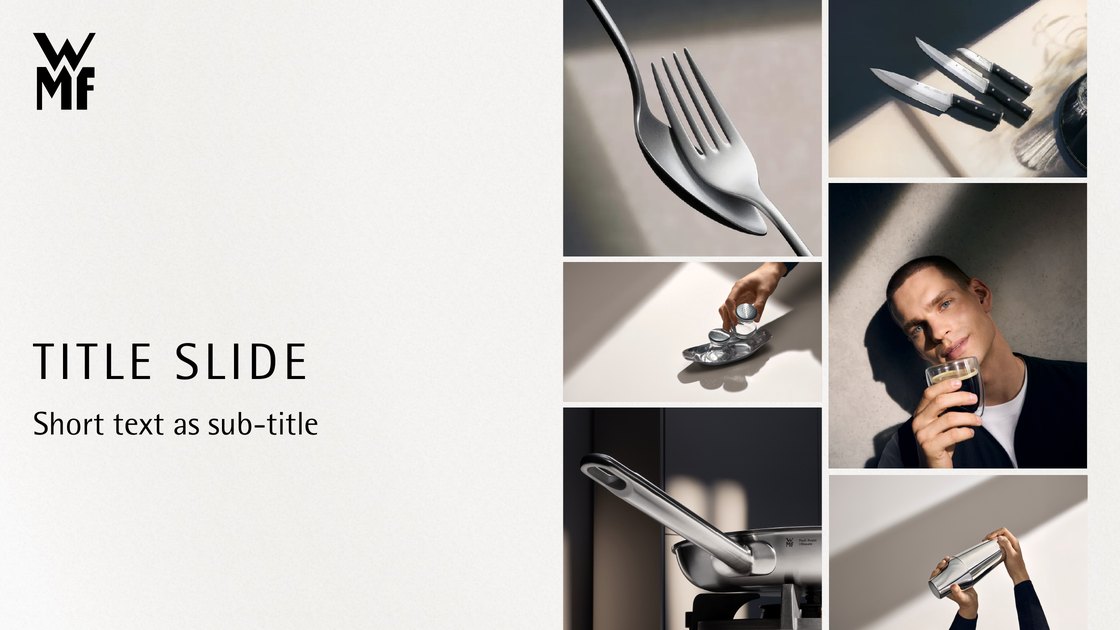 “Title slide” layout with a grid of product shots