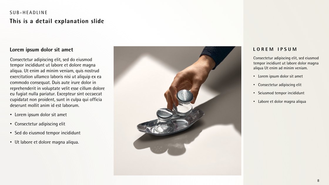 Detail slide with an image and two text columns